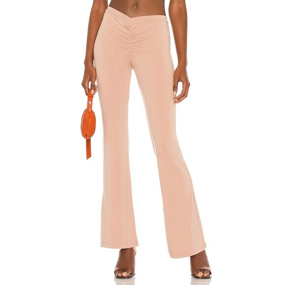 Miaou Elvis Pants Front Ruched Detail Jersey Pull On Elastic Waist Sand Size S - Picture 1 of 14